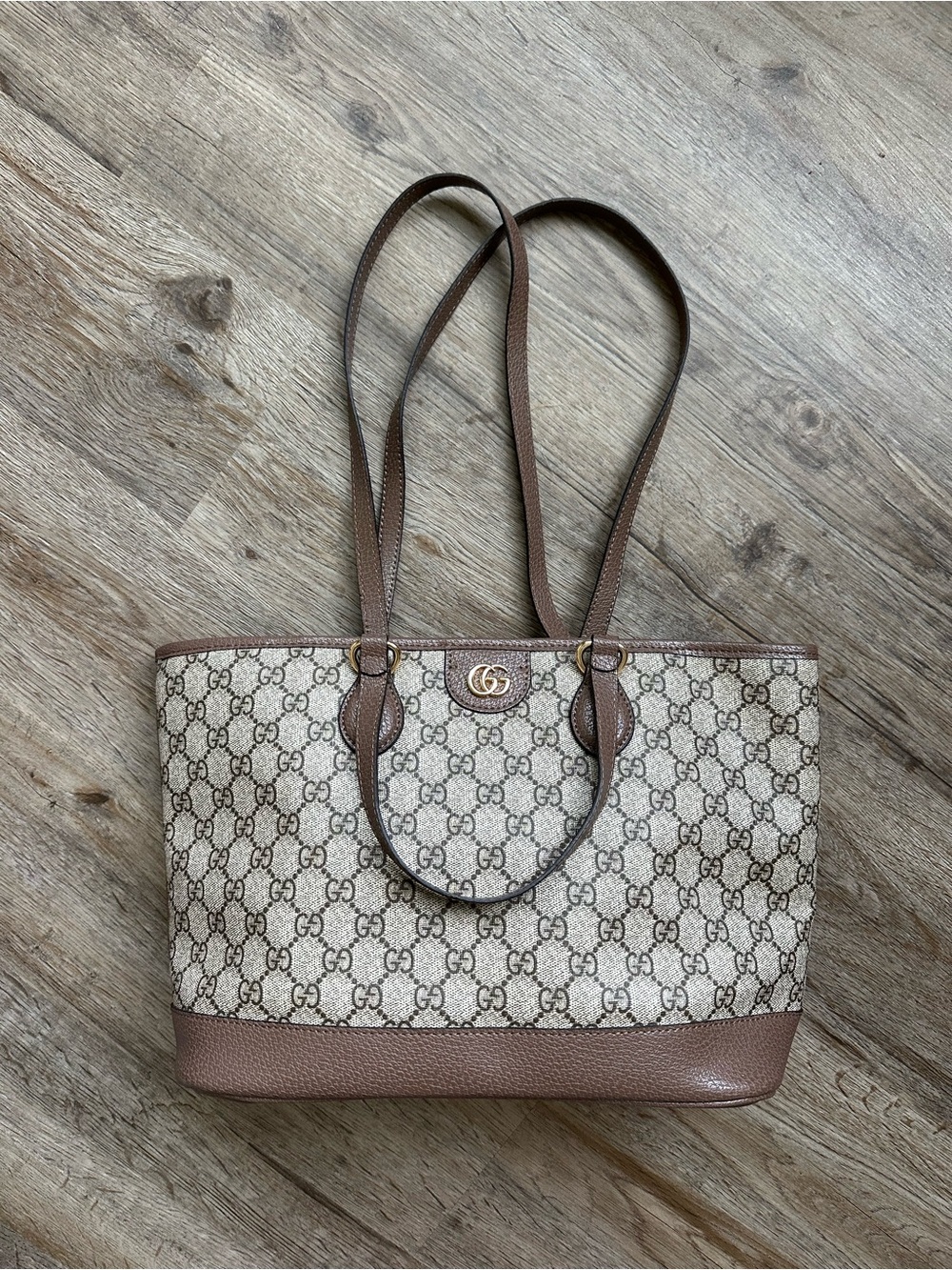 Gucci Beige and Brown GG Canvas Double-Handle Tote - Picture 4 of 10